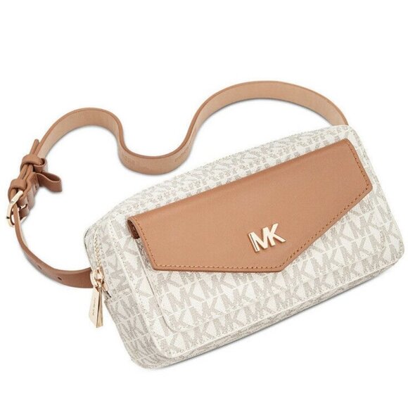 Michael Kors Handbags - Michael Kors East West Belt Bag Beige And White Co